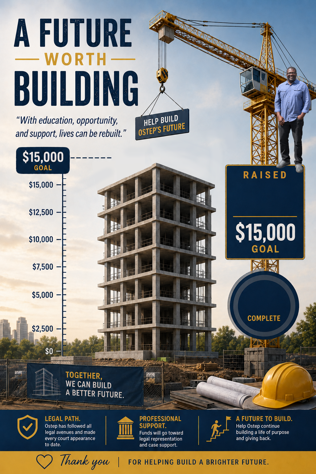Construction crane and building representing Ostep's future